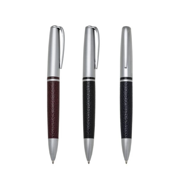 Caneta metal com couro