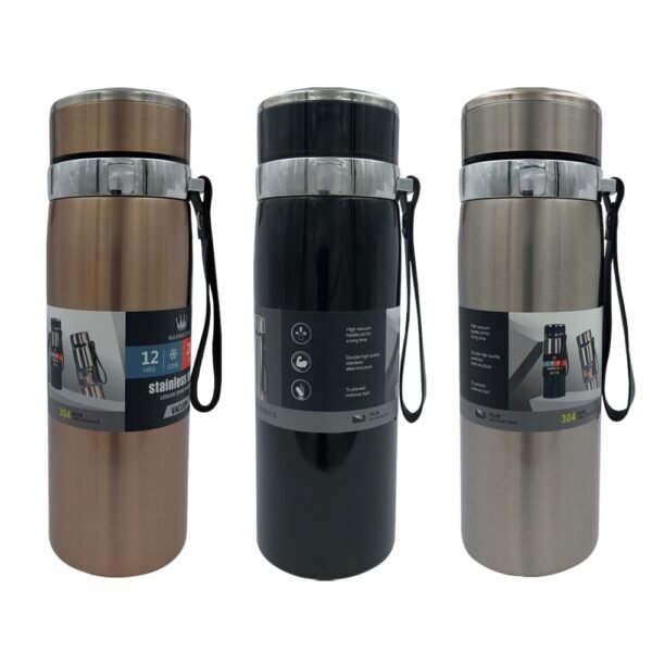 Garrafa Térmica Personalizada Em Inox Com Alça Em Couro Sintético Com Capacidade 800ML