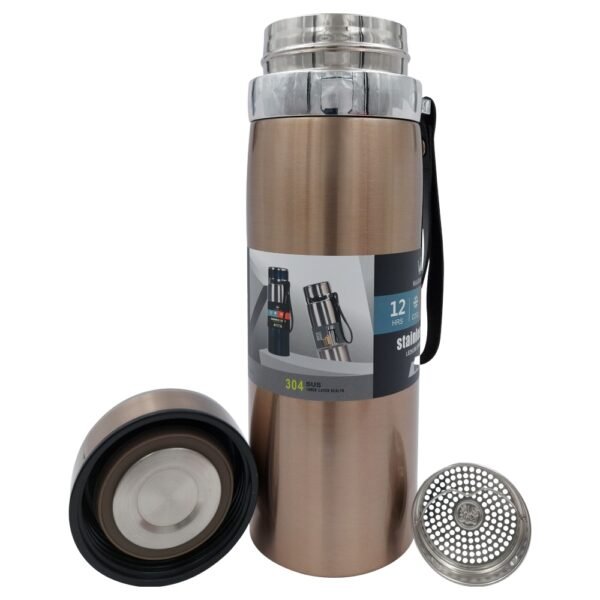 Garrafa Térmica Personalizada Em Inox Com Alça Em Couro Sintético Com Capacidade 800ML - Imagem 2