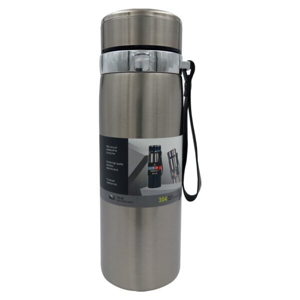 Garrafa Térmica Personalizada Em Inox Com Alça Em Couro Sintético Com Capacidade 800ML - Imagem 3